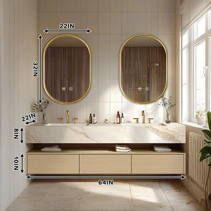 60” - 96” Modern Log Bathroom Vanity with Open Storage Rack