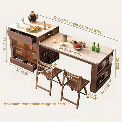 50” - 66” Modern Luxury Kitchen Island Includes Sliding Rail Socket (No Chair)