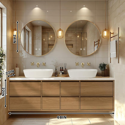 68” - 96” Modern Exquisite Bathroom Vanity with Double Sinks