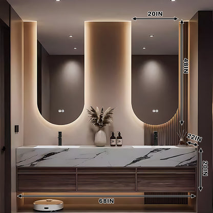 40"-78" Bath vanity with slate countertop smart mirror ceramic basin