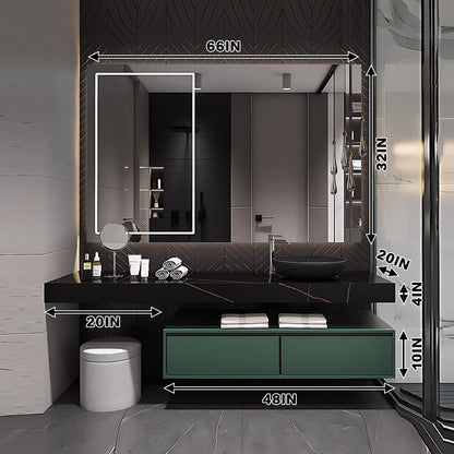 52"- 78" Wall Mounted Single Basin and Sink Open Shelving With Intelligent Mirror
