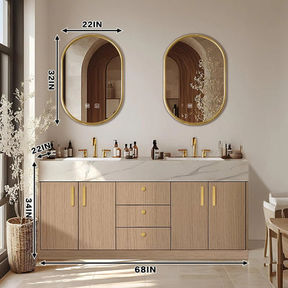 60” – 96” Modern Freestanding Bathroom Vanity Includes Wood Texture Cabinet