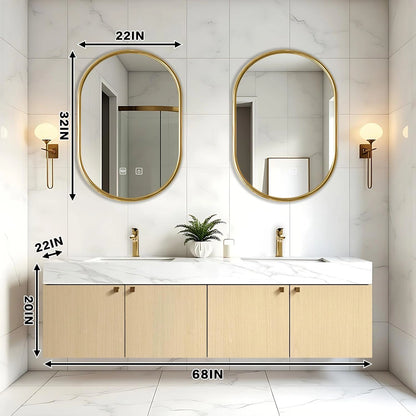 60” - 84” Symmetrical Bathroom Vanity Includes Rock Slab Ceramic Basin