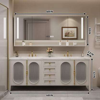 36"- 78" Freestanding Vanity Set for Bathroom with Large Storage Mirror Cabinet and Sink
