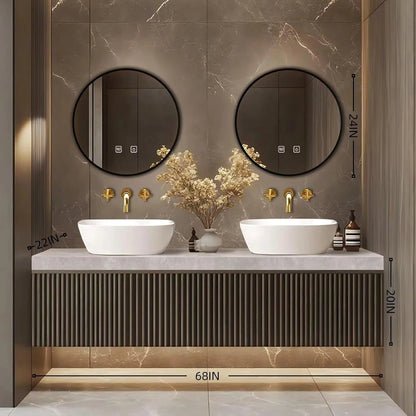 60” - 84” Modern Bathroom Vanity with Striped Wood Cabinet