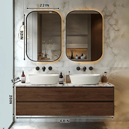 60” - 78” Modern Simple Bathroom Vanity Includes Log Pattern Cabinet