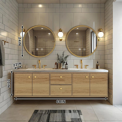 60” - 96” Elegant Cozy Bathroom Vanity with Oval Smart Lighting Mirrors