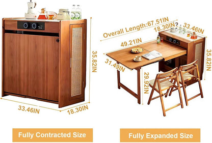 68” Modern Wood Kitchen Island Includes Pulley Large Cabinet (No Chair)