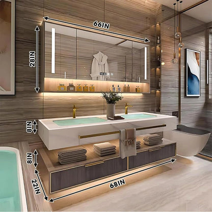 60” - 78” Luxurious Bathroom Vanity Modern Cabinet with Towel Hanging