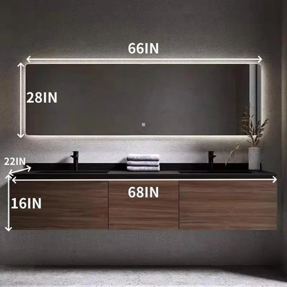 60” - 78” Minimalist Luxury Bathroom Vanity with Rock Slab Ceramic Basin