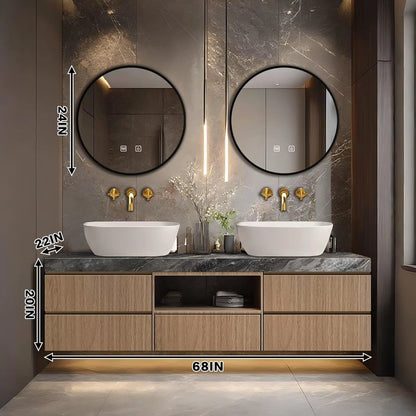 60” – 96” Luxury Textured Bathroom Vanity Includes Above Counter Sinks