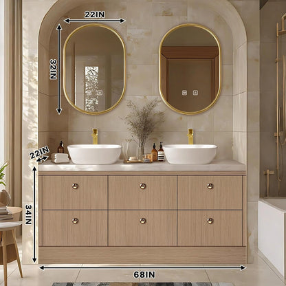 60” - 96” Floor Standing Bathroom Vanity Includes Large Countertop Rock Slabs