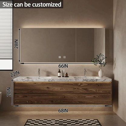 60” - 84” Farmhouse Modern Bathroom Vanity with Smart Mirror Cabinet