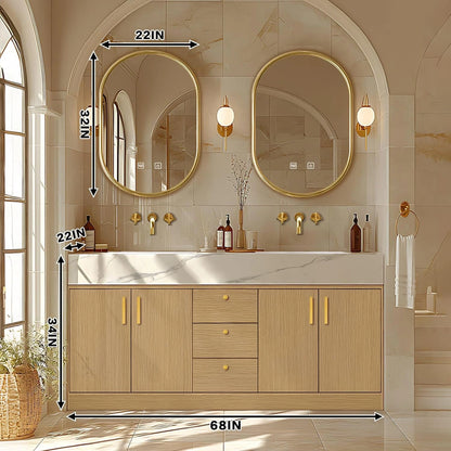 64” - 96” Freestanding Bathroom Vanity Includes Enclosed Space Storage Cabinets