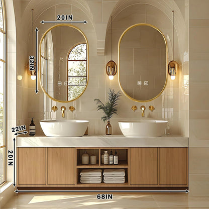 68” - 96” Solid Wood Modern Bathroom Vanity Includes Open Storage Rack