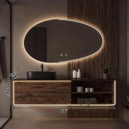 48” - 68” Dark Brown Bathroom Vanity with Wood Grain Pattern