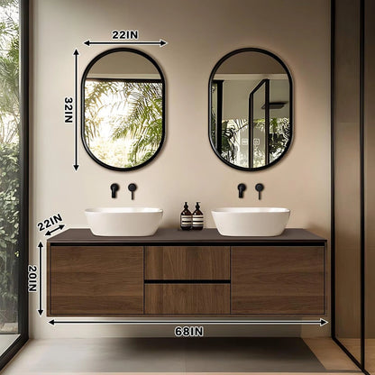 60” - 78” Simple Bathroom Vanity with Double Sinks Includes Modern Wood Design