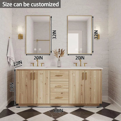 64” - 92” Floor-Standing Bathroom Vanity with Dual Smart Anti Fog Mirror