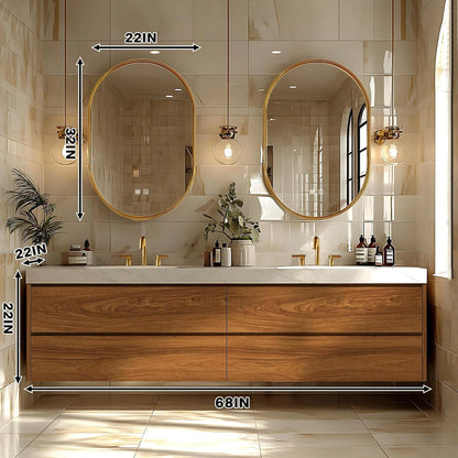 68” - 96” Retro Luxury Bathroom Vanity Includes Symmetrical Drawer