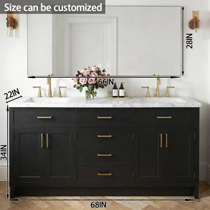 60” - 84” Black Bathroom Vanity with Smart Anti Fog Mirror