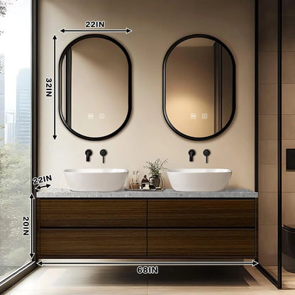 60” -78” Dark Wood Bathroom Vanity Includes Symmetrical Locker Design & Double Sinks