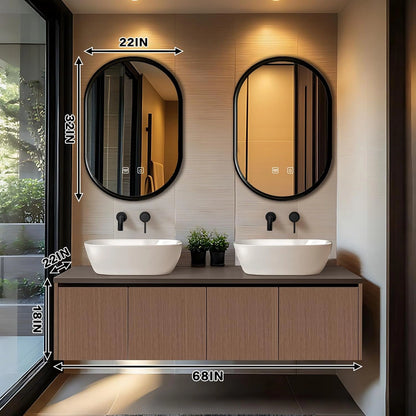 60” - 78” Retro Wood Bathroom Vanity with Several Drawers & Irregular Mirror