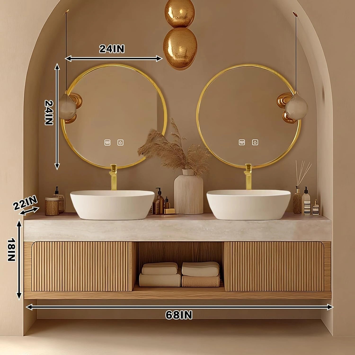 64” - 96” Elegant Exquisite Bathroom Vanity Includes Striped Cabinet