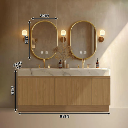 68” - 96” Spacious Modern Bathroom Vanity Includes Rock Slab Integrated Sink