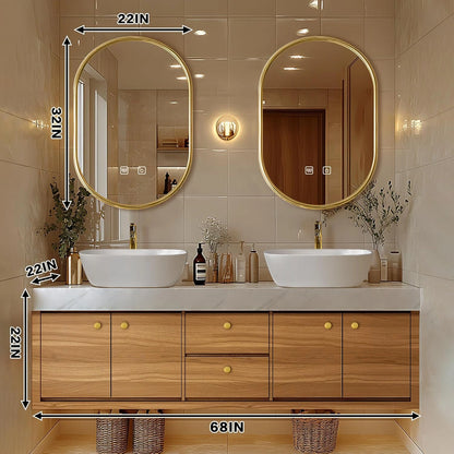 68” - 88” Retro Log Bathroom Vanities Include Above Counter Sink & Irregular Mirror