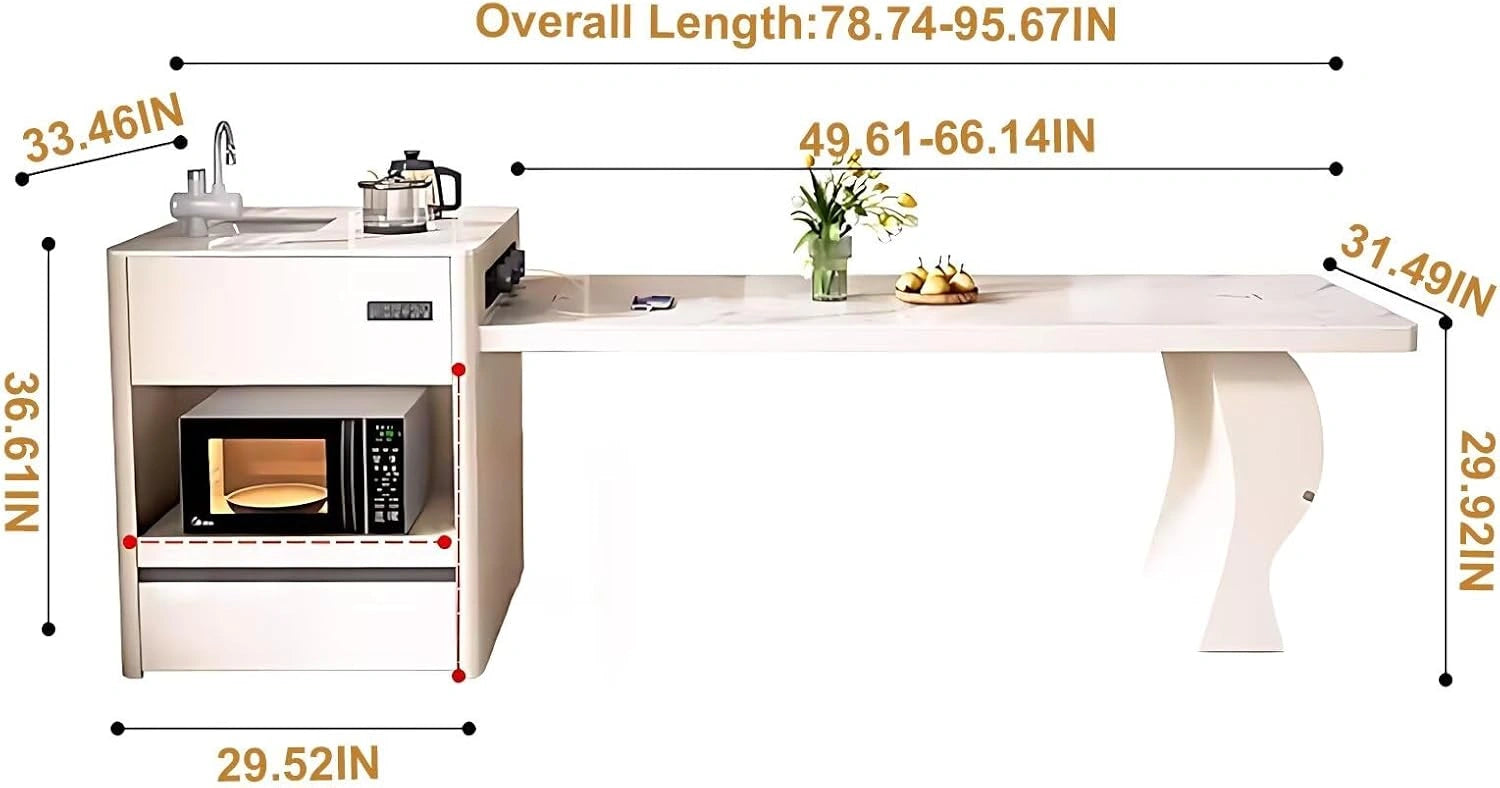 79” Modern Luxury Kitchen Island Includes Open Shelf & Integrated Sink (No Chair)