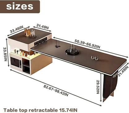 98” Modern Minimalist Kitchen Island Includes Open Island Glass Sliding Door (No Chair)