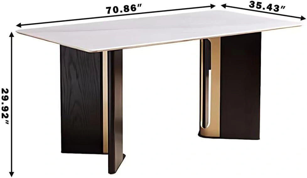 63” - 71” Minimalist Dining Table with Geometric Openwork Base (No Chair)