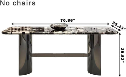 55” - 71” Spacious Dining Table with Unique Multicolored Texture (No Chair)