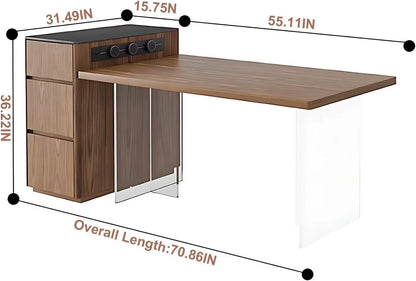71” - 95” Natural Cozy Kitchen Island with Separable Dining Table (No Chair)