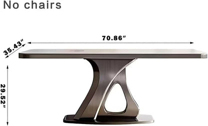 55” - 71” Simple Dining Table with Brushed Stainless Steel Base (No Chair)