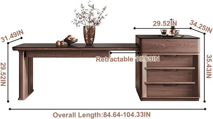 85” Modern Luxury Kitchen Island with Extendable Table and Embedded Socket (No Chair)