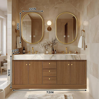 68” - 96” Modern Bathroom Vanity Includes Solid Wood Storage Cabinet