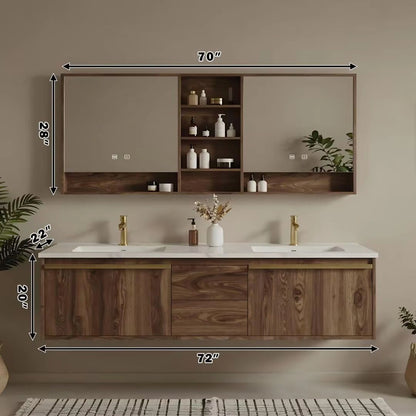 60” - 84” Practical Simple Bathroom Vanity with Open Shelving & Exquisite Handle