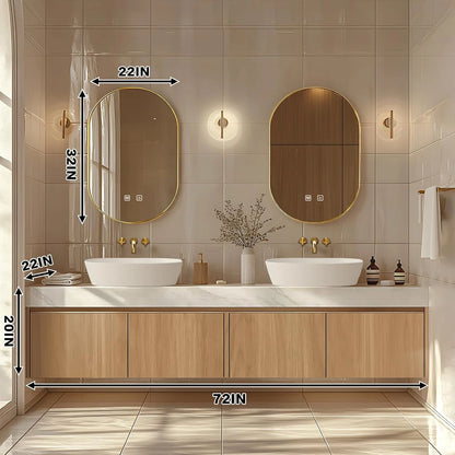 68” - 96” American Country Bathroom Vanity with Vertical Wood Grain Design