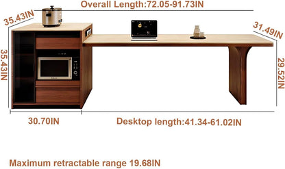 72” - 88” Medieval Kitchen Island Includes Glass Cabinet & Modular Socket (No Chair)