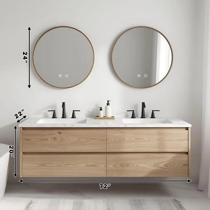 60” - 84” Nordic Rustic Bathroom Vanity Includes Ceramic Seamless Sink