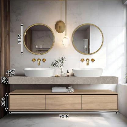 60” - 69” Wall Mounted Bathroom Vanity Includes Floating Storage Cabinet