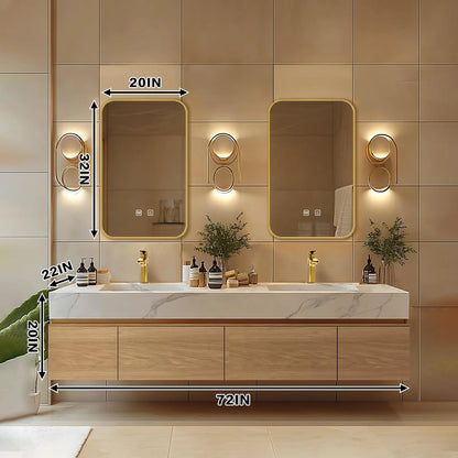 64” - 96” Modern French Bathroom Vanity Includes Integrated Sink