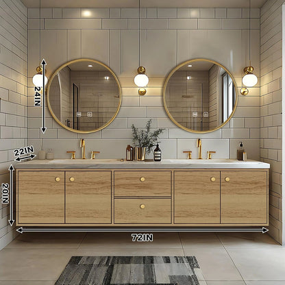 60” - 96” Elegant Cozy Bathroom Vanity with Oval Smart Lighting Mirrors