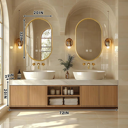 68” - 96” Solid Wood Modern Bathroom Vanity Includes Open Storage Rack