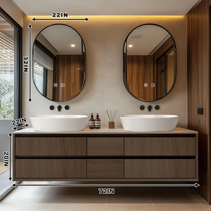 60” - 78” Floating Natural Bathroom Vanity Includes Multiple Wood Grain Drawers
