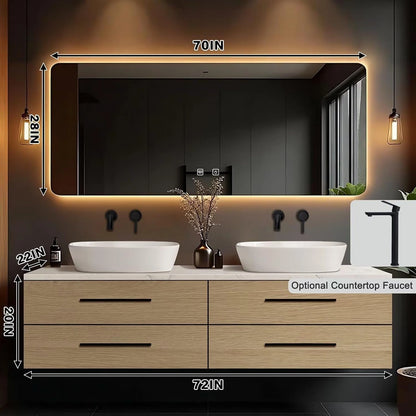 60” - 78” Wall-Mount Vanity Includes Modern Floating Design