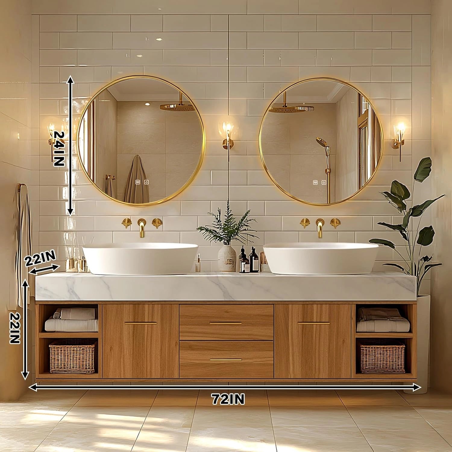 68” - 96” Simple Practical Bathroom Vanities with Exquisite Handle