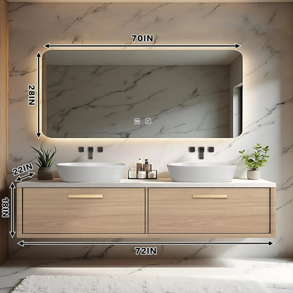 60” - 78” Minimalist Wood Bathroom Vanity Includes Large Storage Space