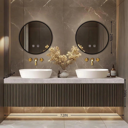 60” - 84” Modern Bathroom Vanity with Striped Wood Cabinet
